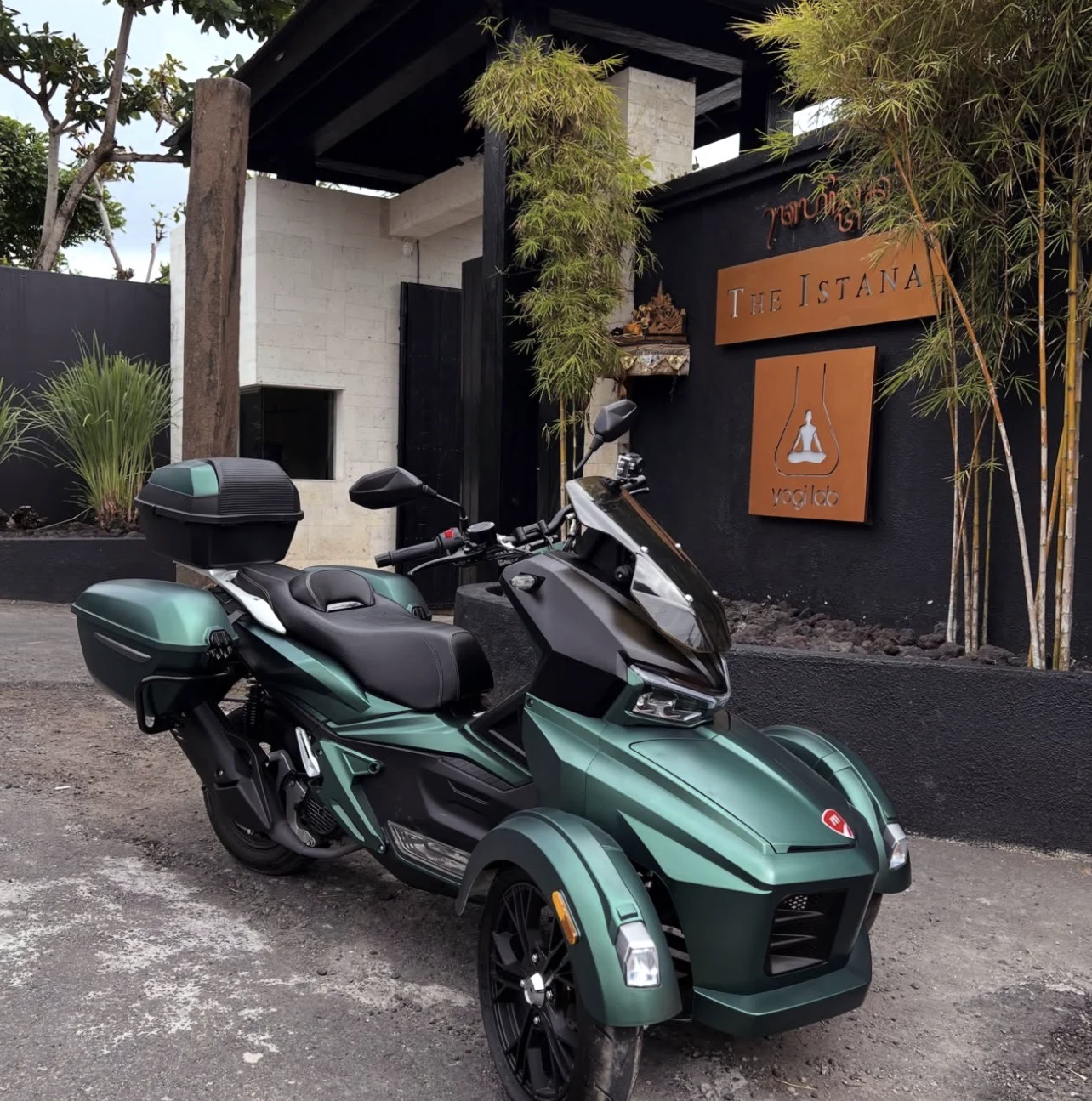 Green Moratti outside The Istana in Bali